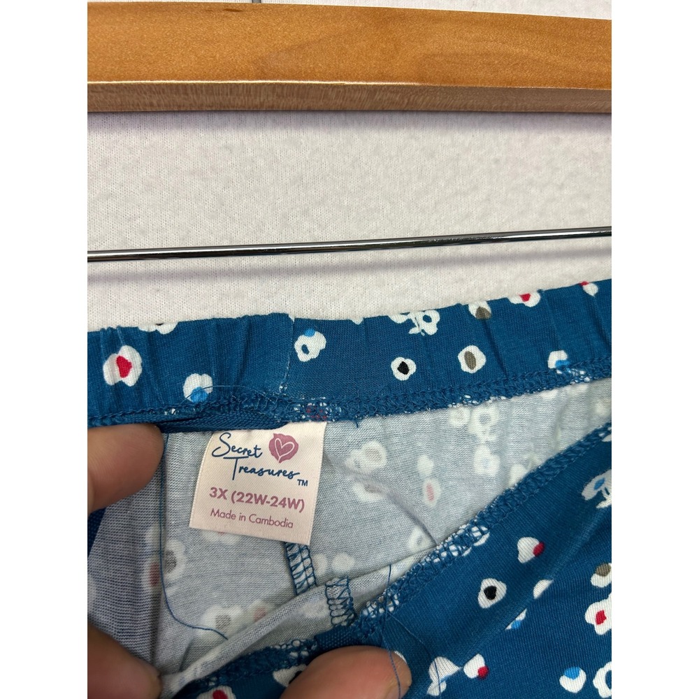 Floral Coziness Secret Treasures Womens 3X Blue Capri Pajama Set - Picture 9 of 13